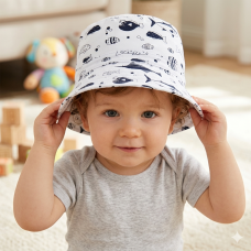 0327: Baby Boys Jersey Fish Bucket Hat (6-18 Months)